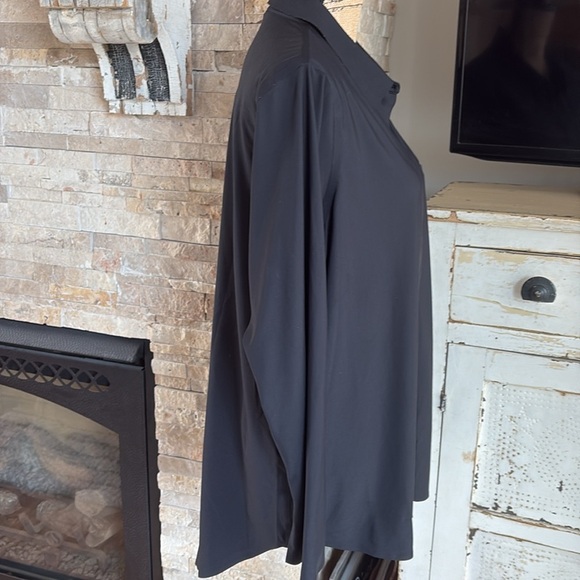 Athleta black long sleeve button down hi lo versatile shirt blouse stretch - Picture 5 of 16